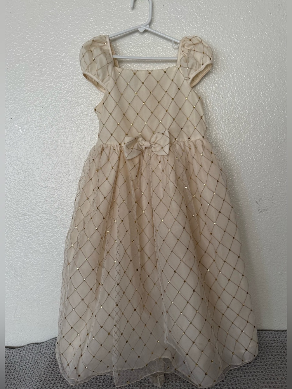 marmellata Cream Girls Dress with Gold accents size 7